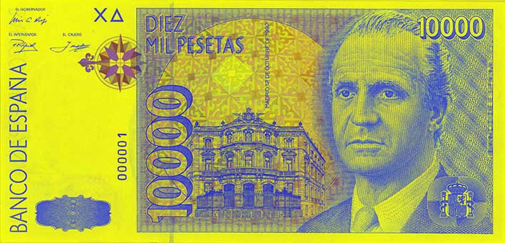 Sprednja stran bankovca za 10.000 pezet