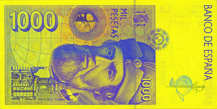 Rückseite der 1 000-Peseten-Banknote